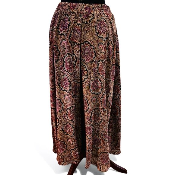 Haver & Blair London Paisley Print Lined Midi Skirt S Black & Purple Polyester - Picture 3 of 7